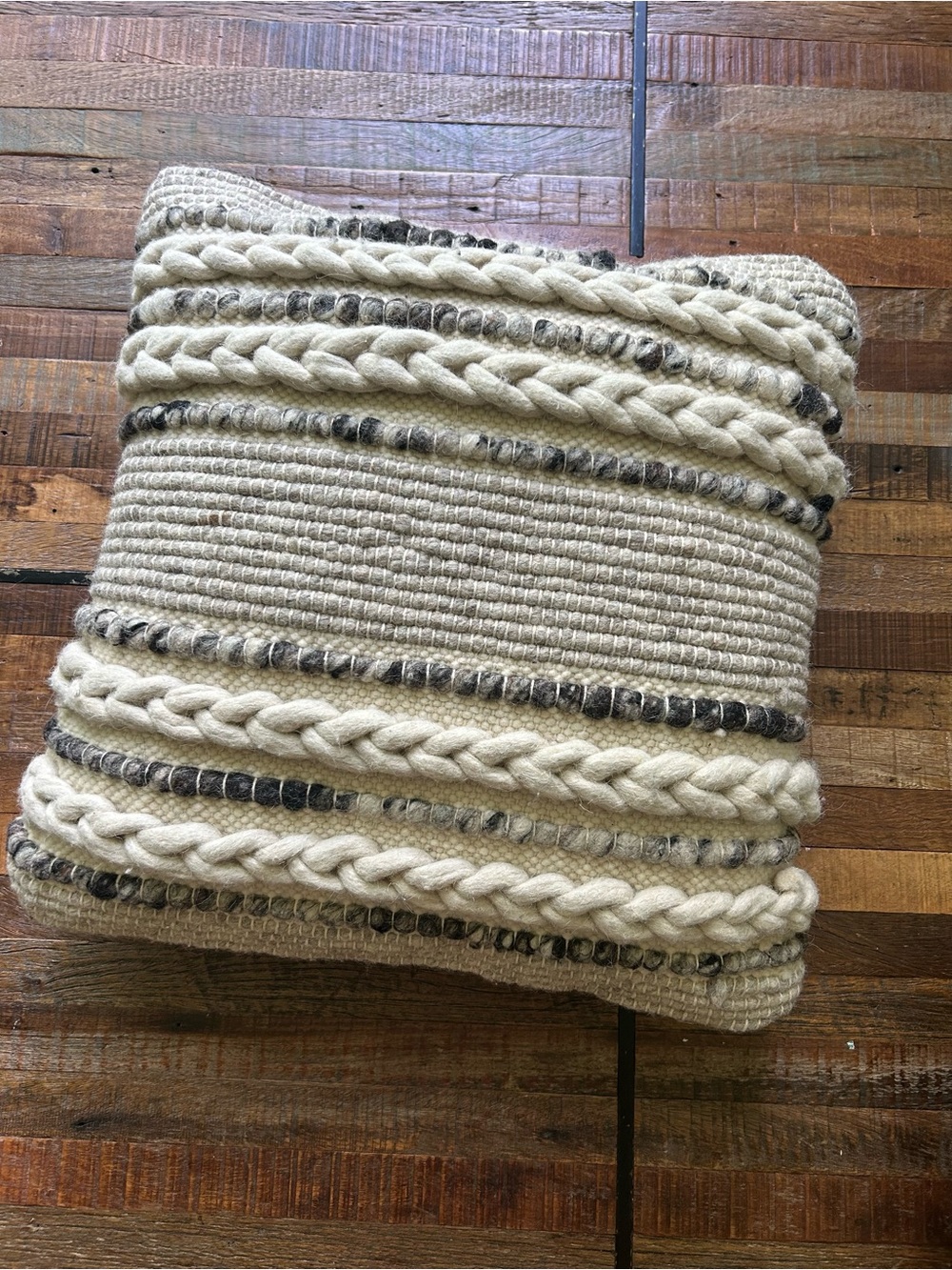 Braided Cream and Gray Decorative Throw Pillow - Home Accents